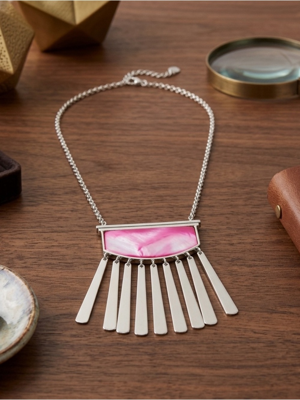 Kendra Scott Pink Resin Fringe Pendant Necklace